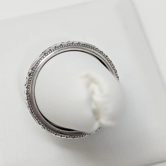 Vintage sterling silver etched ring band 925 solid real genuine marsala - Picture 2 of 5